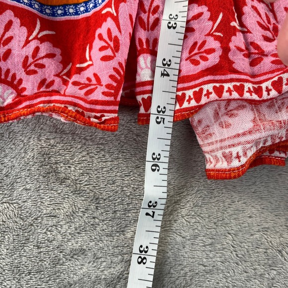 Rose Olive Resort Womens XS Maxi Skirt Boho Tiered Print Smocked Waist Hearts - Picture 7 of 11